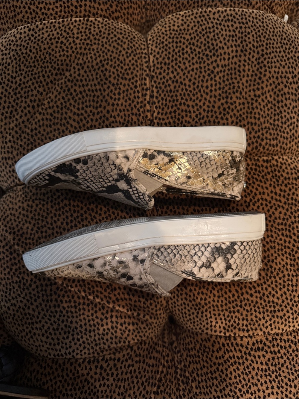 Steve Madden Metallic Silver & Black Snake-Print Slip-On Sneakers - Picture 3 of 4